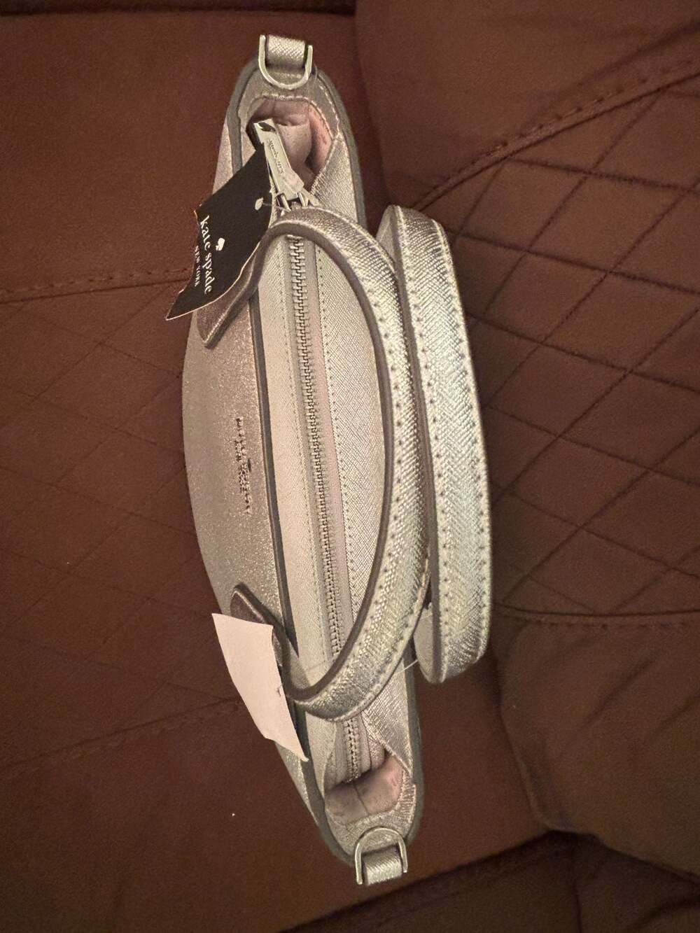 Kate Spade New York Glimmer Small Zip Satchel in Silver Glitter - Picture 3 of 8